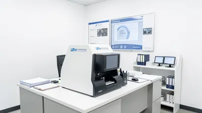 A Live Scan fingerprinting device on a counter with hands being scanned