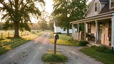 A quiet rural mailbox at the end of a long gravel driveway in Hambden Township