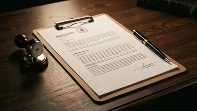A clean clipboard with a contract ready for a fast, walk-in notary public seal at Mailbox Plus