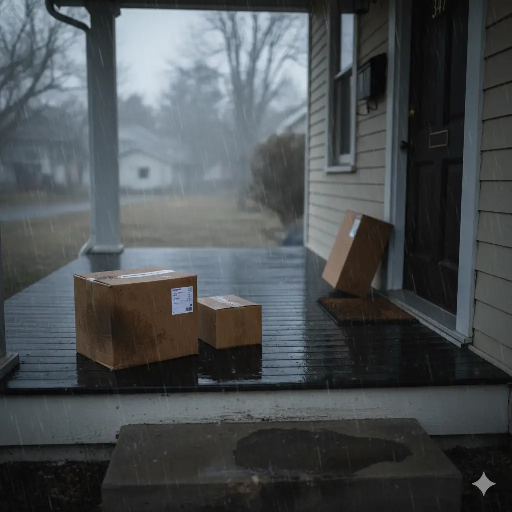 Packages left in the rain