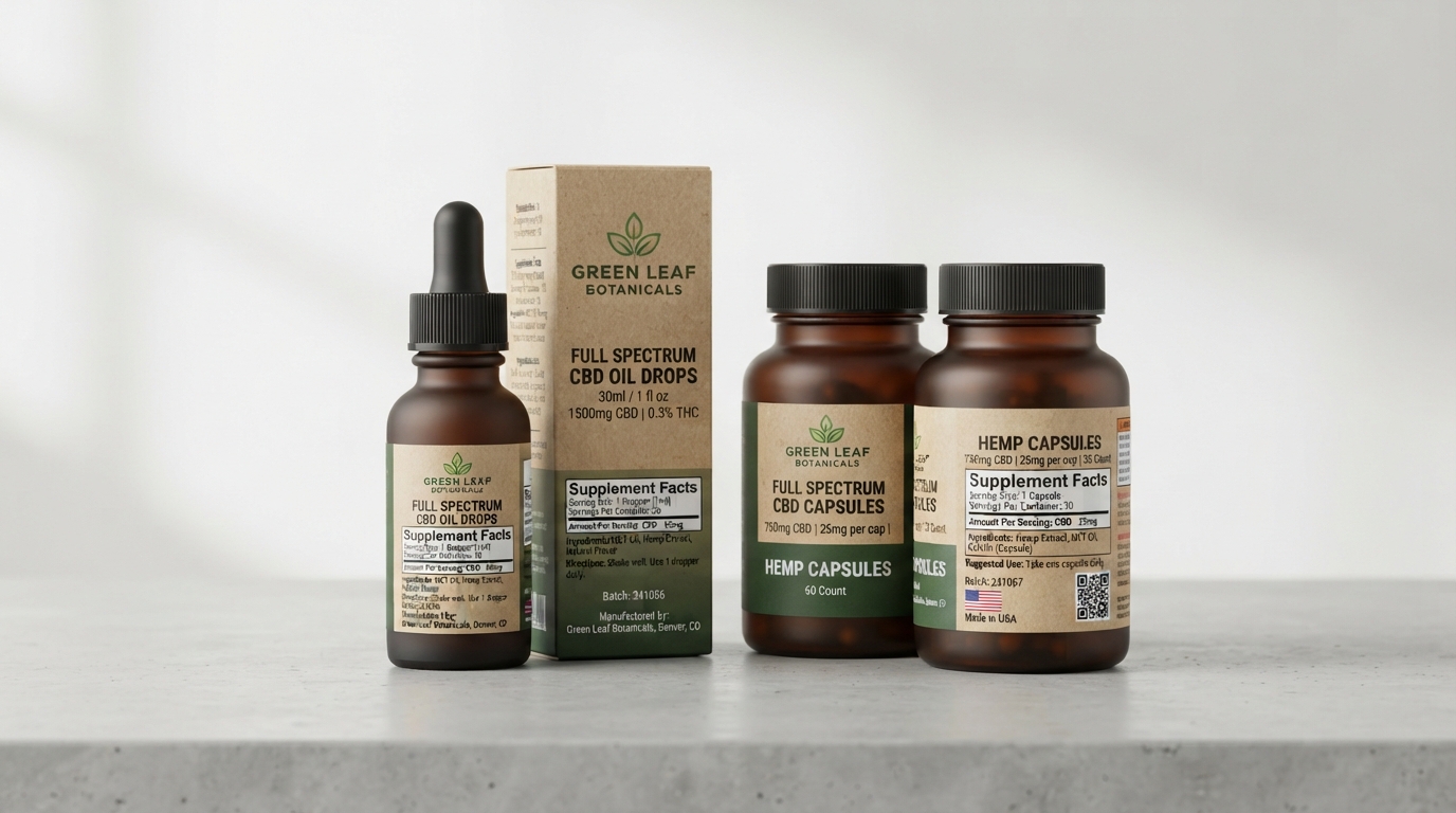 CBD product bottles in secure compliant packaging